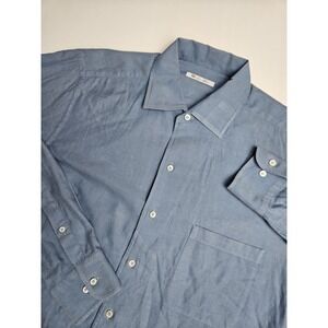 Loro Piana Men's Long Sleeve Button Up Cotton Shirt Made in Italy Blue Large